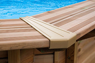Caratteristiche della piscina in legno fuori terra da giardino con Liner sabbia Jardin 537: protezioni angolari del bordo in PVC