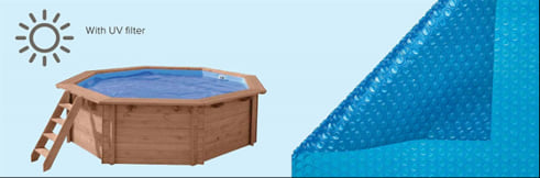 Copertura estiva della piscina in legno fuori terra da giardino Azura 450x250 Liner azzurro