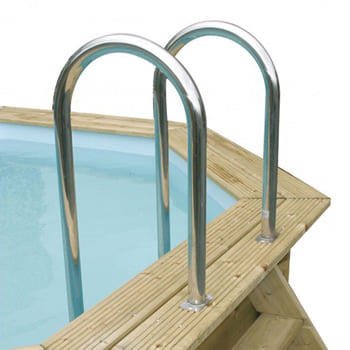 Kit piscina della  piscina in legno fuori terra da esterno Azura 450x250 Liner azzurro: Scala interna in acciaio
